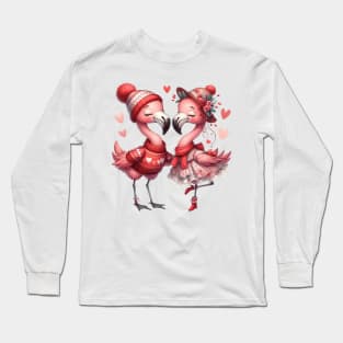 Valentine Love Flamingos Long Sleeve T-Shirt